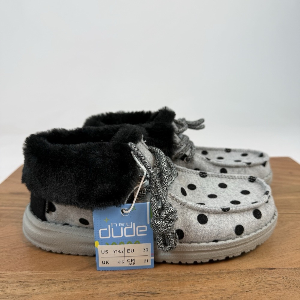 New NWT Big Kids‎ Hey Dude Britt Youth Polka Dot Ankle Booties Boots Size 1 Y